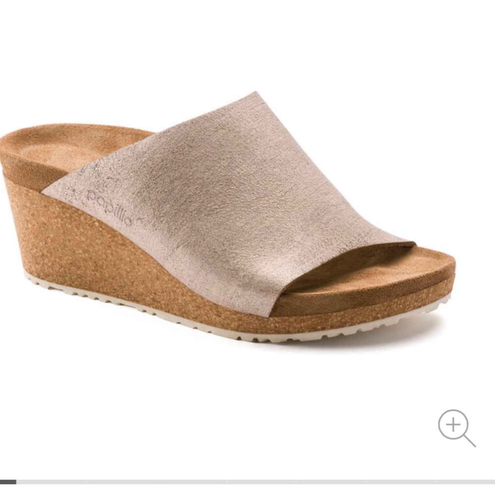 Papillon  Namica Washed Gold Leather Wedge Sandals- Size 8 (39)Birkenstock